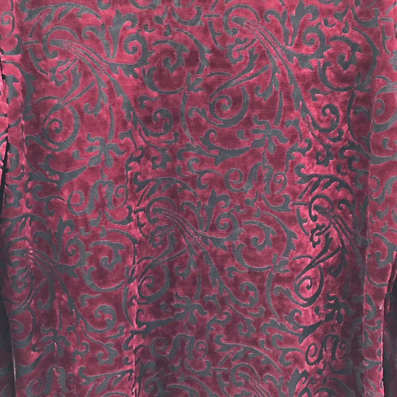 KAREN KANE Red & Black Velvet Burnout Shirt EUC - Picture 5 of 5